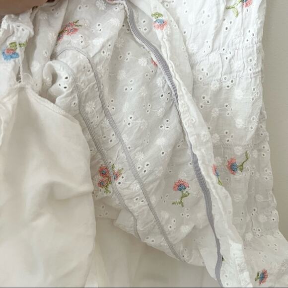 Lulu's Live In Sunshine White Floral Eyelet Lace Smocked Mini Dress - Picture 6 of 7